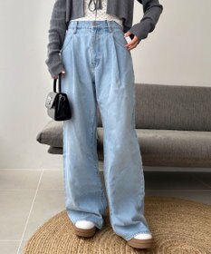 WEGO モチーフデニムタックパンツ