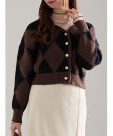 Te chichi アーガイルジャガードVネックカーディガン