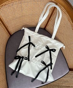 WEGO ドロストリボンギャザートート