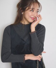 Feroux シアーフリル・ハイネックリブプルオーバー