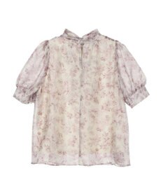 earth music&ecology フラワー柄シアーパフブラウス