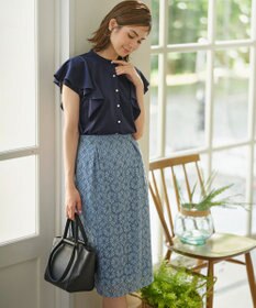 組曲 【UVケア】プレーティング天竺 パールボタンブラウス