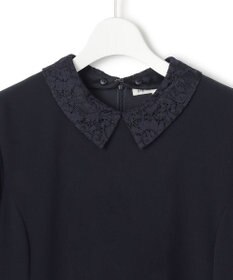 23区 【セットアップ対応/洗える】トリアセダブルジョーゼット 襟付き ワンピース