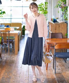 Tiaclasse 【洗える】7分袖前身レースカーディガン