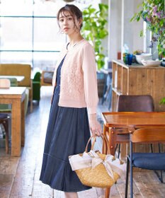 Tiaclasse 【洗える】7分袖前身レースカーディガン