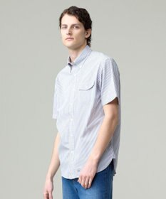 J.PRESS MEN 風が通るシアサッカーの清涼感【吸水速乾 / 高通気性】【クールマックス】サッカーストライプ シャツ / B.D.