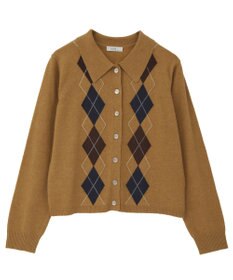 earth music&ecology 【予約】襟付きアーガイルニットカーディガン