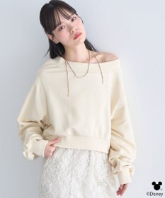 earth music&ecology 【予約】Disney/キラキラモチーフ刺繍オフショルスウェット