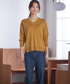 ANY SIS 【ウールブレンドシリーズ】フロント切替Vネック ニット