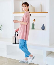 Tiaclasse L 【洗える】シアーチェックリボン袖チュニックブラウス