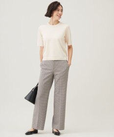 自由区 【撥水加工・洗える】TRギャバチェック柄ストレート パンツ