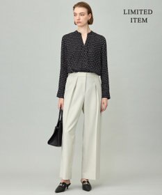 ICB L 【新色追加・WEB限定】BackSatinAmunzen キーネックブラウス