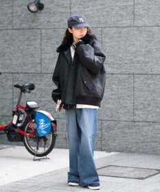 WEGO 【ユニセックス着用ITEM/MLサイズ展開】PU2WAYフライトブルゾン