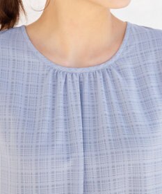 Tiaclasse L 【洗える】シアーチェックリボン袖チュニックブラウス