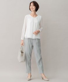 自由区 【XSサイズ～/洗える】ダブルフェイススーティング テーパードパンツ