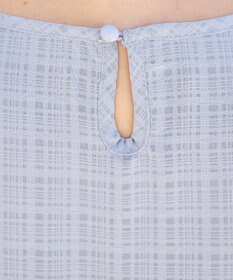 Tiaclasse L 【洗える】シアーチェックリボン袖チュニックブラウス