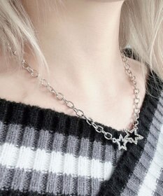 WEGO Lラインストーンダブルモチーフネックレス