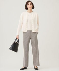 自由区 【撥水加工・洗える】TRギャバチェック柄ストレート パンツ