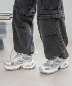 WEGO PUメッシュヒールダッドスニーカー