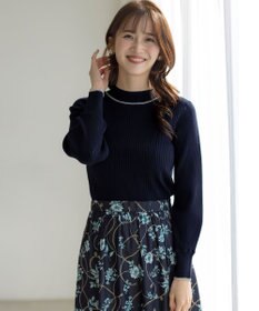 ANY SIS L 【アンサンブル対応】バイカラーリブ ニット