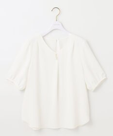 ANY SIS L 【洗える】パール調Ｖネック ブラウス