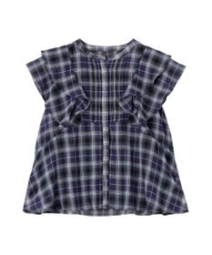 earth music&ecology チェックラッフルブラウス