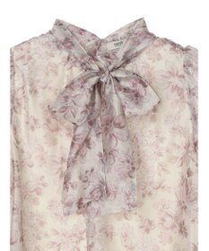 earth music&ecology フラワー柄シアーパフブラウス