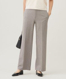 自由区 【撥水加工・洗える】TRギャバチェック柄ストレート パンツ