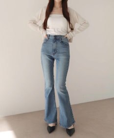 WEGO 【美脚パンツ】ストレッチフレアデニムパンツ