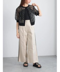 Te chichi エンブロイダリー半袖クルーカーディガン