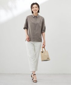 J.PRESS LADIES L 【洗える・接触冷感・UVケア・吸水速乾・防透け】麻シェルドライ テーパード パンツ