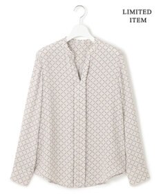 ICB L 【新色追加・WEB限定】BackSatinAmunzen キーネックブラウス