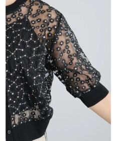 Te chichi エンブロイダリー半袖クルーカーディガン