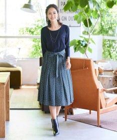 Tiaclasse 【洗える】1枚でコーディネートが決まる花柄ニットドッキングワンピース