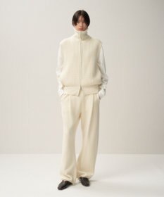 ATON WOOL CASHMERE SILK | タックストレートパンツ