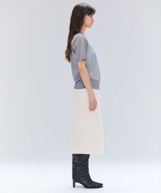 BEIGE， MULLIN / ウールツイードフロントベントスカート