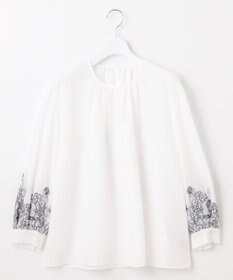 自由区 L 【洗える】シアーエンブロイダリープルオーバー ブラウス