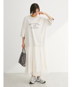 Green Parks ７分袖チュールドッキングロゴワンピース