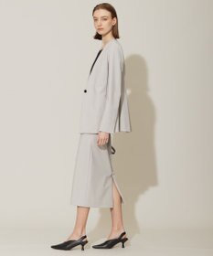 ICB 【洗える】コットンコンプレッシャー ノーカラージャケット