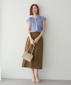 YECCA VECCA <<接触冷感>>フレンチスリーブギャザーブラウス