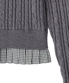 earth music&ecology 【予約】プリーツレイヤーケーブルニットカーディガン