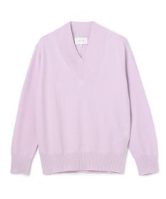 BEIGE， 【洗える】POMPE / ウールカシミヤ配色ラインVネックニット