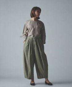 muuc 〈綿100%〉〈涼しいワッシャー生地〉〈裾タック入り〉〈ワイドシルエット〉サーカスパンツ