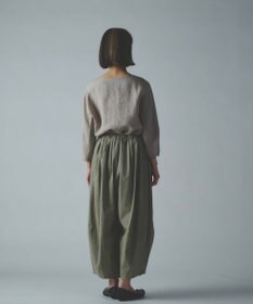 muuc 〈綿100%〉〈涼しいワッシャー生地〉〈裾タック入り〉〈ワイドシルエット〉サーカスパンツ