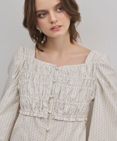 GRACE CONTINENTAL ラメドットタフタジャガードトップ