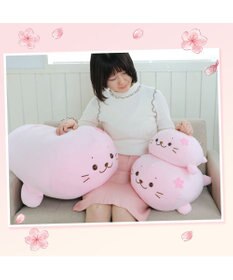 Mother garden しろたん 桜色 ふわもち 抱き枕 ぬいぐるみ 小 55cm