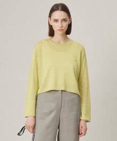 ICB 【洗える】 リネンレーヨンハイゲージ クロップドプルオーバー