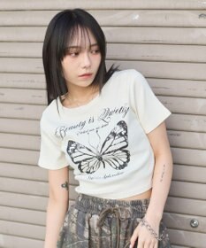 WEGO ヴィンテージウォッシュグラフィックリブT