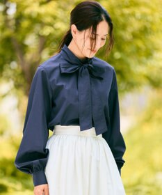 #Newans 【洗濯機可】ステッチデザインリボンタイブラウス