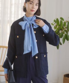 WEGO 【ANGIE VINTAGE/オケージョン対応 / セレモニー対応】ノーカラー ツイードジャケット